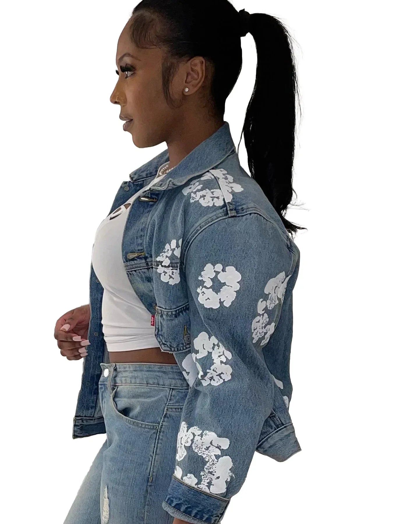 Bloom Fade Floral Denim Street Jacket