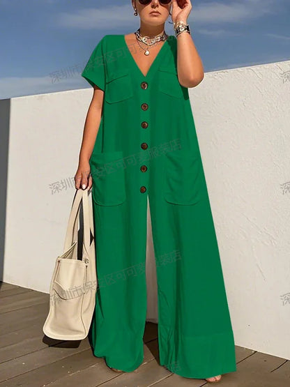 Effortless Edge V-Neck Jumpsuit