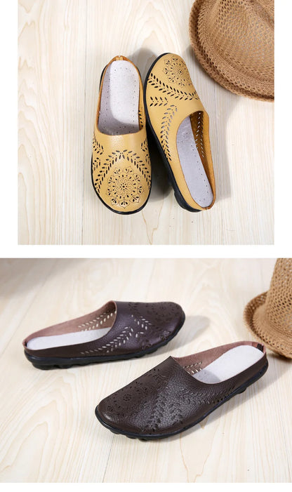 Breezy Chic Leather Slip-On Mules