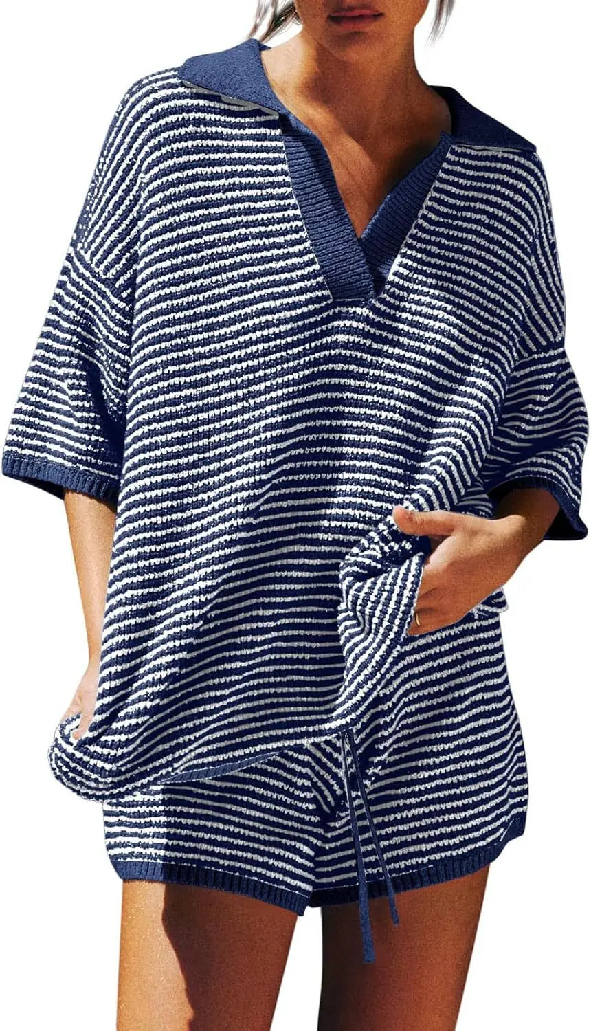 Coastal Stripes Knit Lounge Set