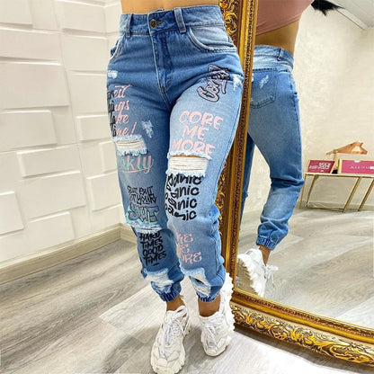 Stylish Ripped Denim Slim Fit Jeans