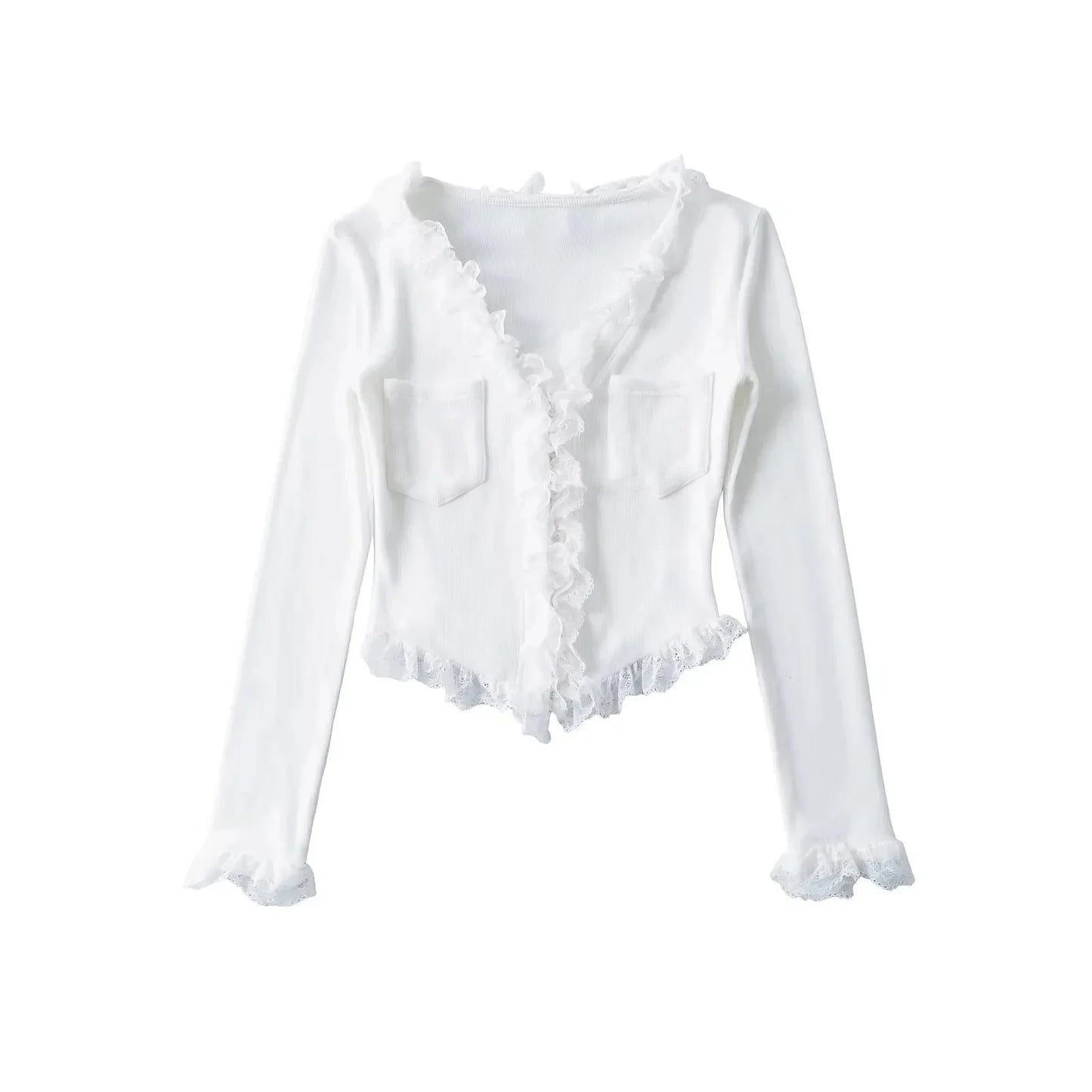 RuffleVibe Low Cut Button Top