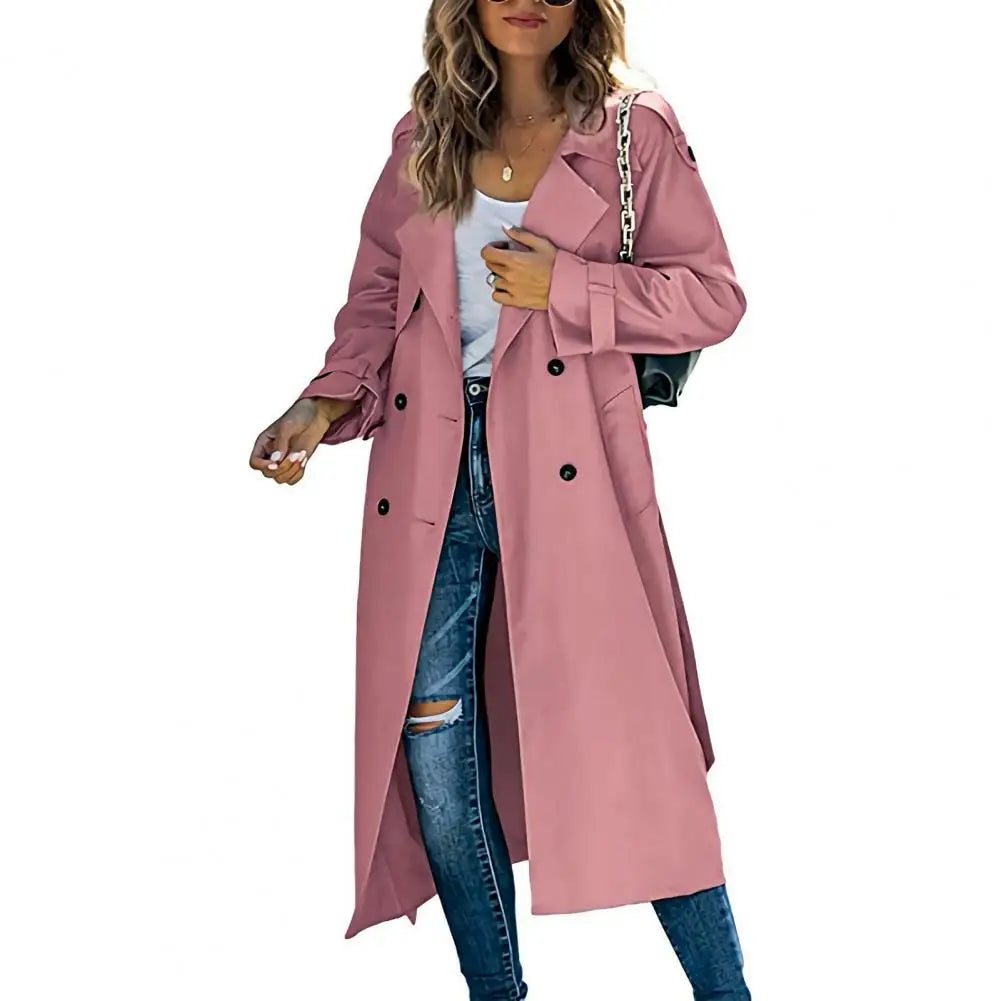 Modern Long Lapel Trench Coat