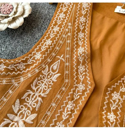 Retro Khaki Embroidered Travel Vest