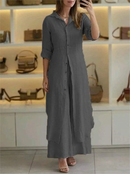 Grace Line Wide-Leg Pant Set