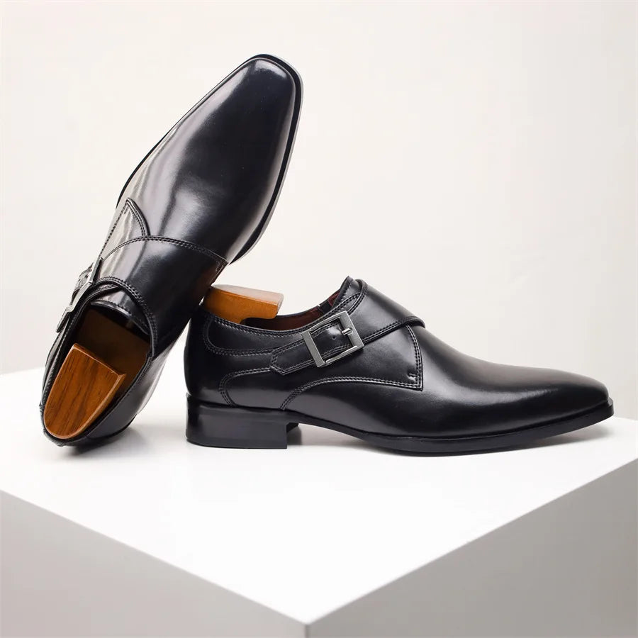 Classic Buckle Leather Dress Shoes