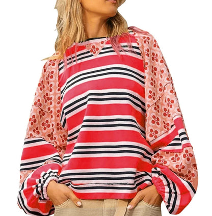 Vibrant Floral Stripe Hoodie