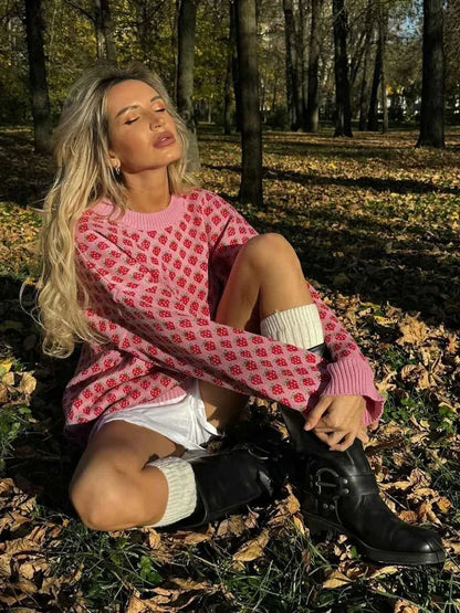 Cozy Strawberry Knit Sweater