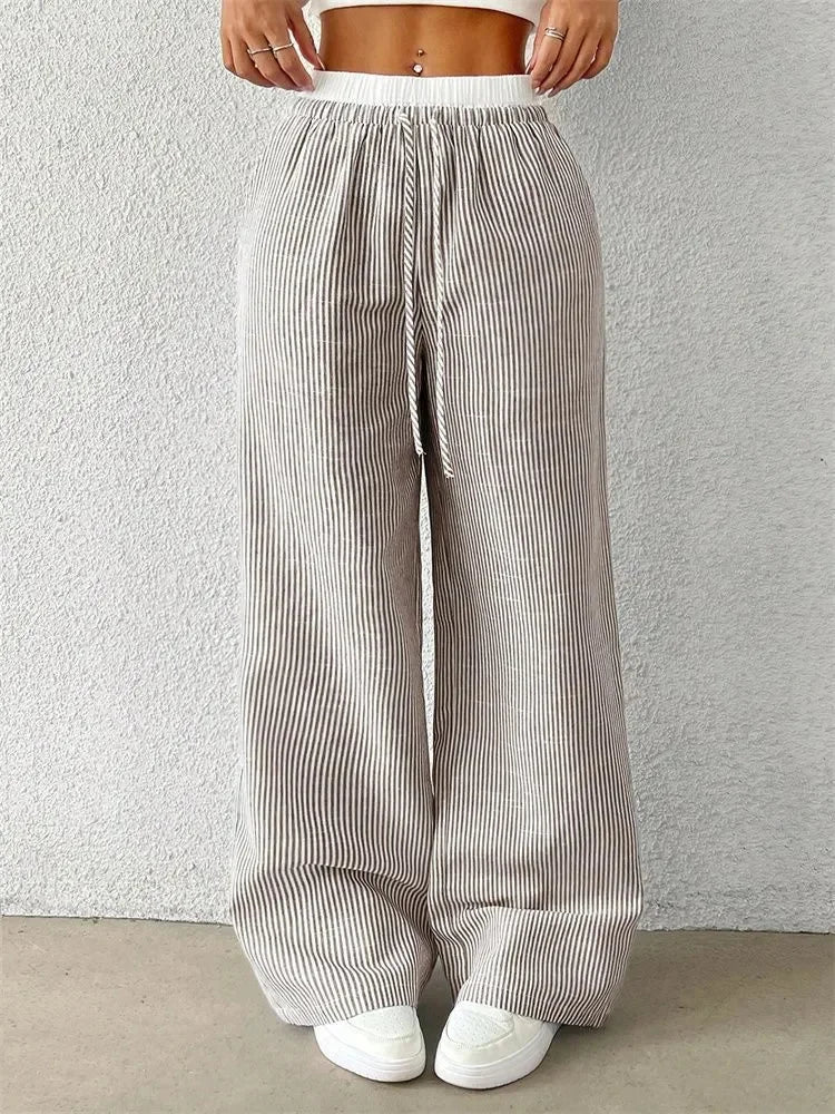 Striped Wide Leg Woven Pants