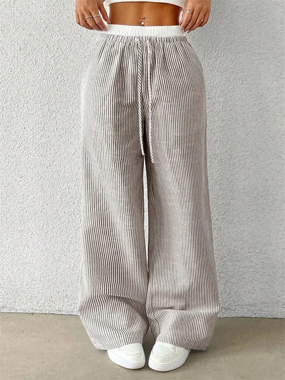 Striped Wide Leg Woven Pants