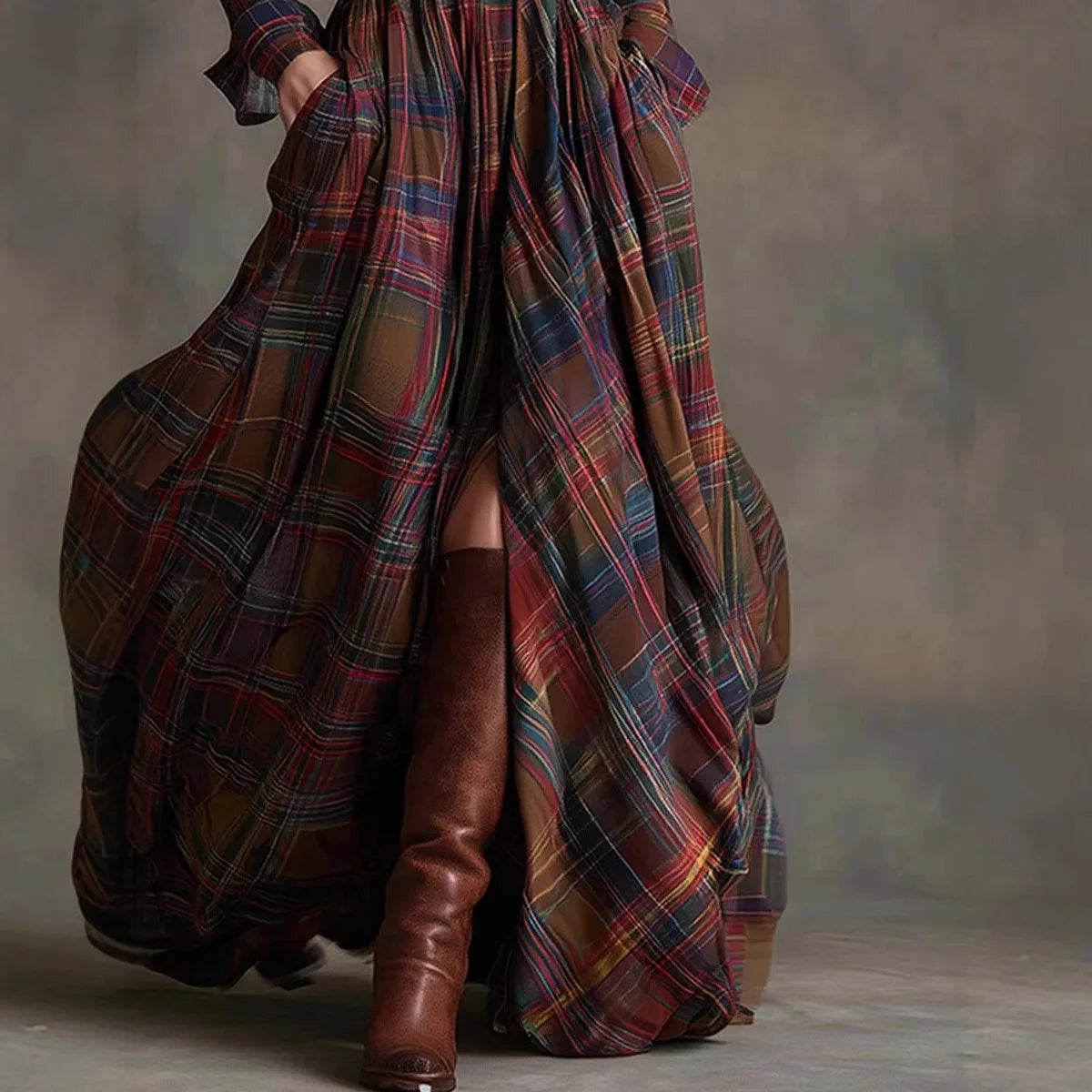 Women’s Plaid Maxi Shirt Dress