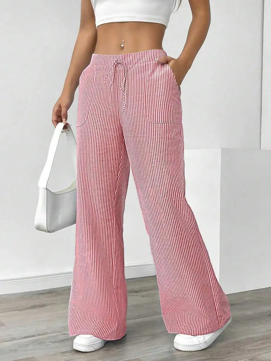 Striped Wide Leg High Waist Pants