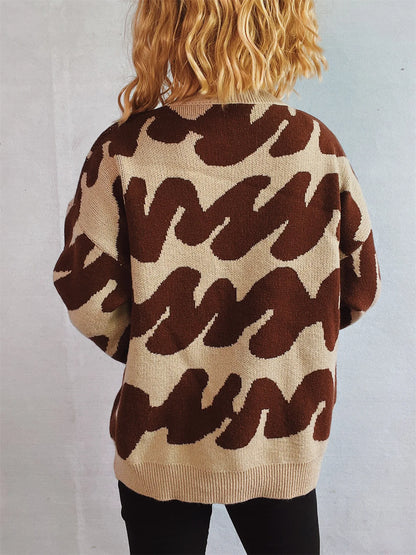 Stripe Craft Patchwork Knit Pullover