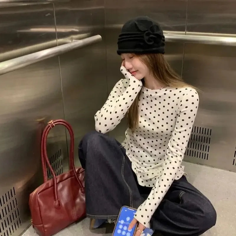 Ruffle Hem T-Shirt — Cute Polka Dot Casual