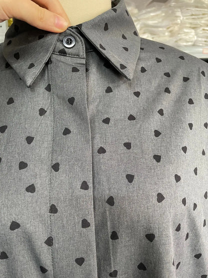 Heart Print Button-Up Shirt