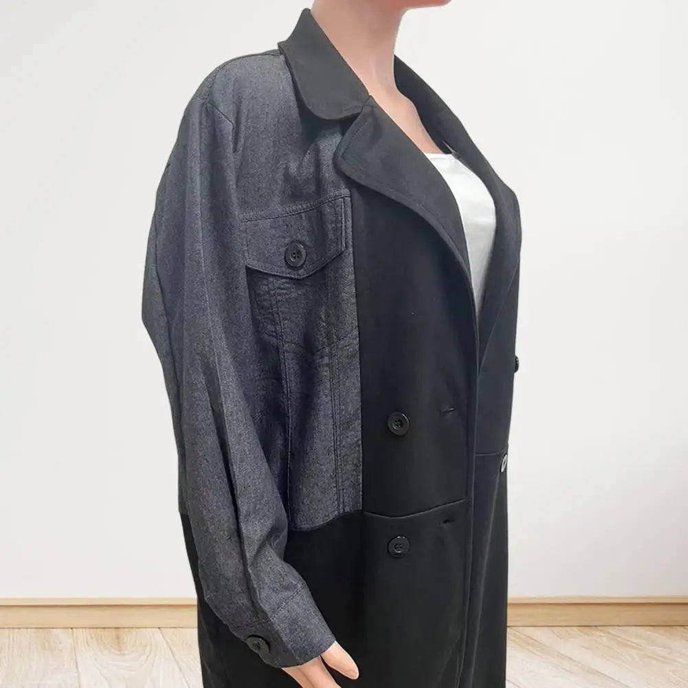 Color block Patchwork Denim Coat