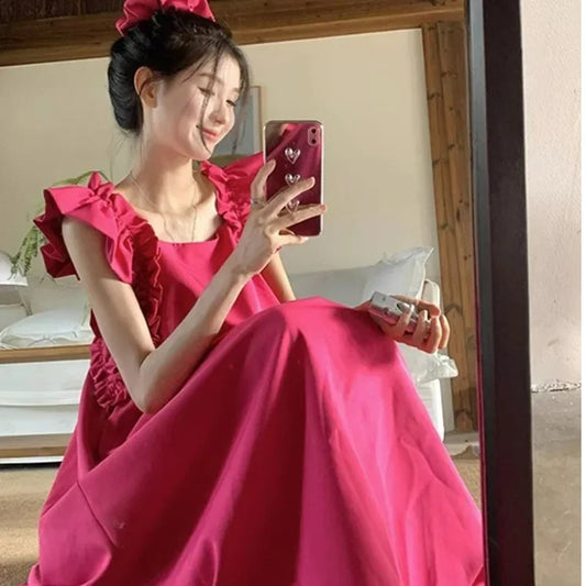 French Collar Sleeveless Slim Dress