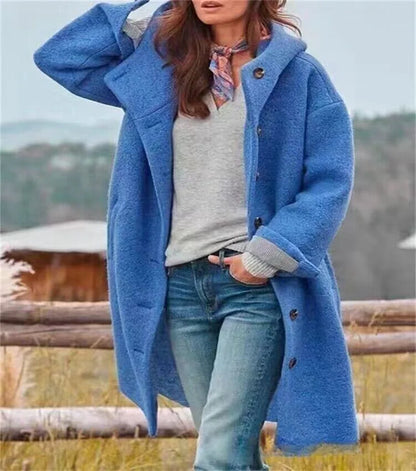 Chic Hooded Woolen Overcoat
