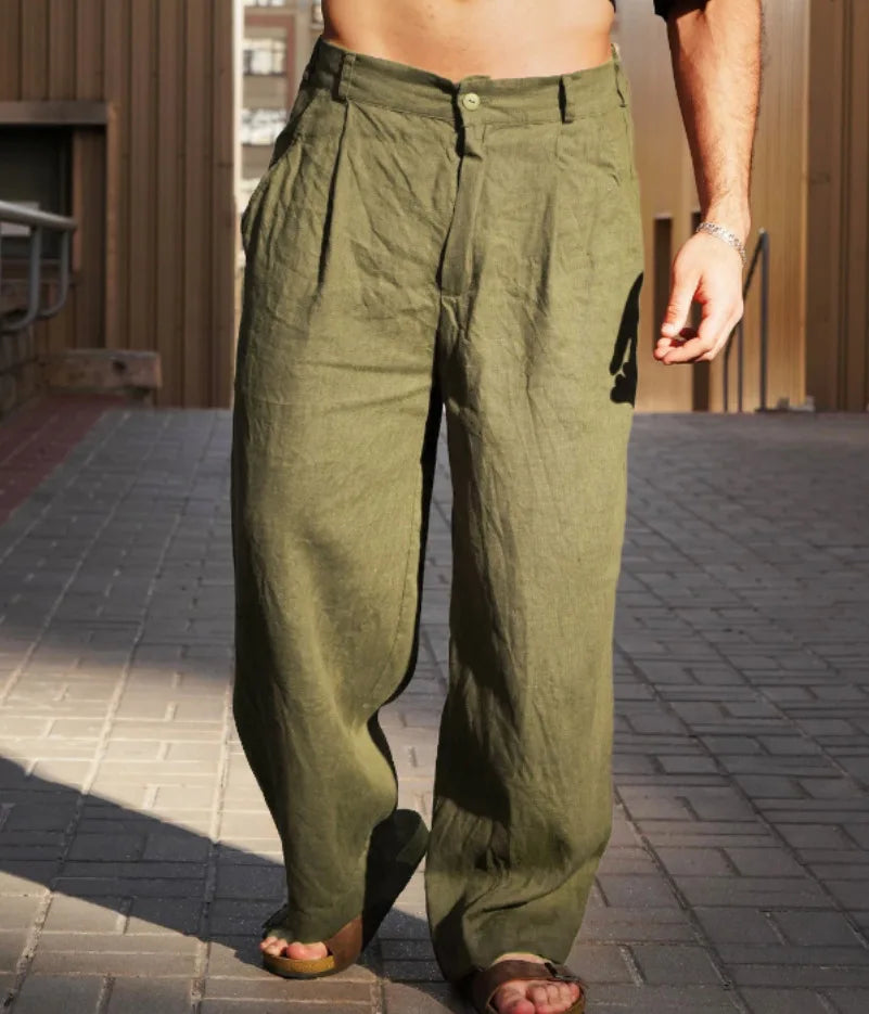 AirWeave Pleated Linen Jogger Pants