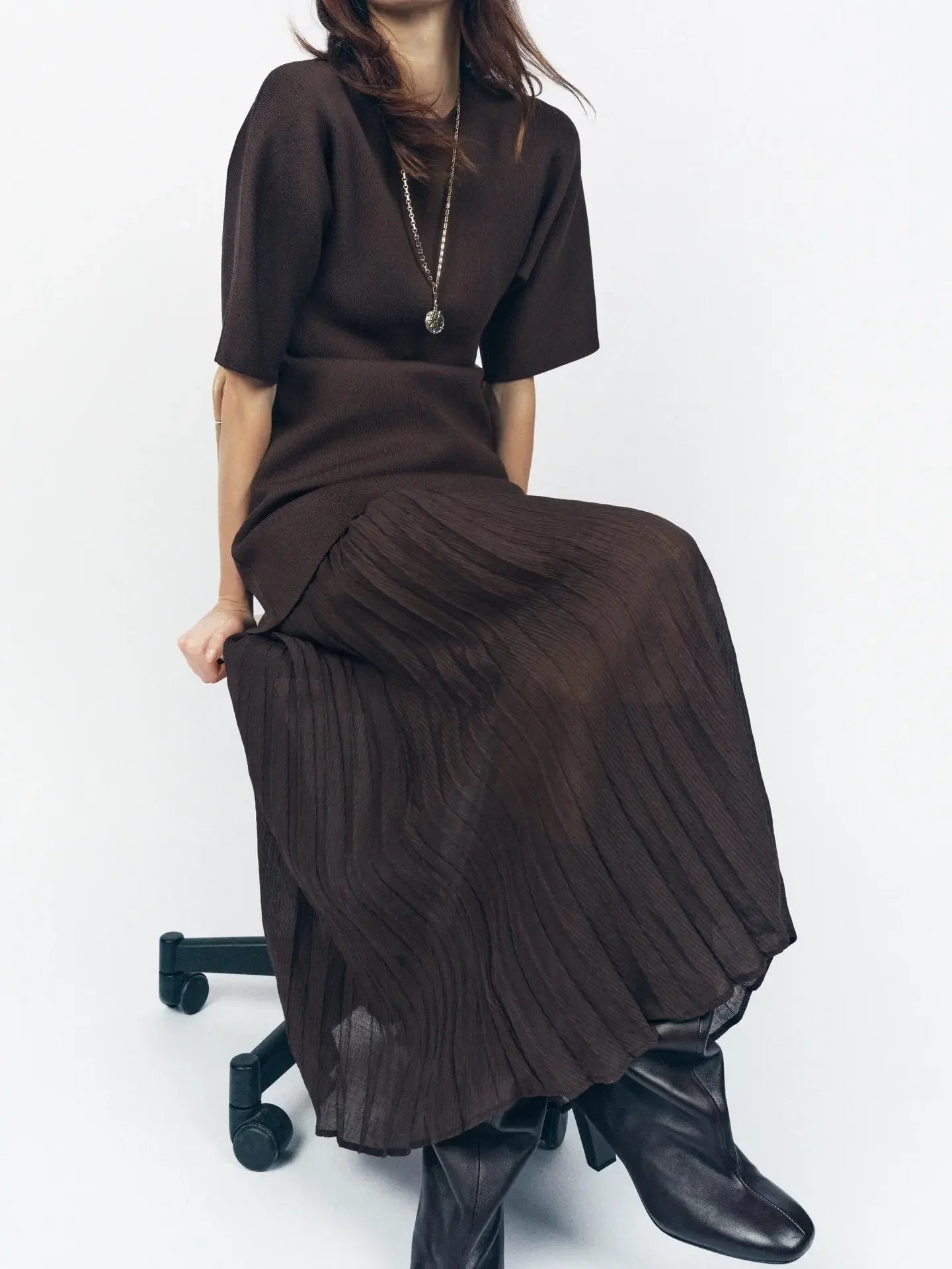 Elegant Pleated Tulle Patchwork Dress