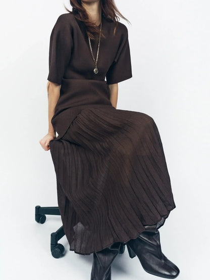 Elegant Pleated Tulle Patchwork Dress