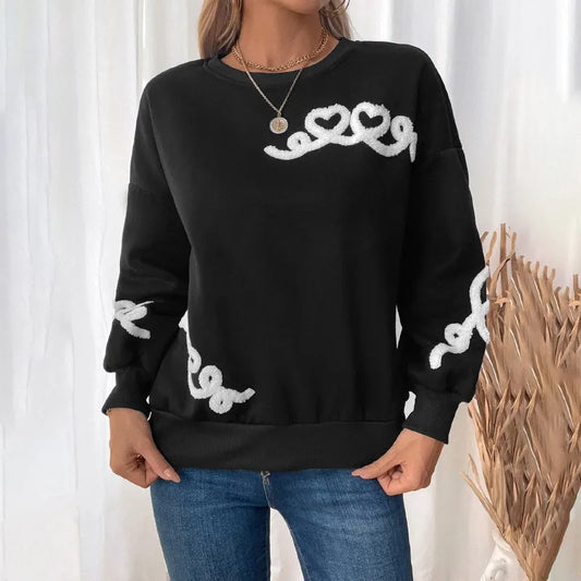 Embroidered Black Cozy Hoodie