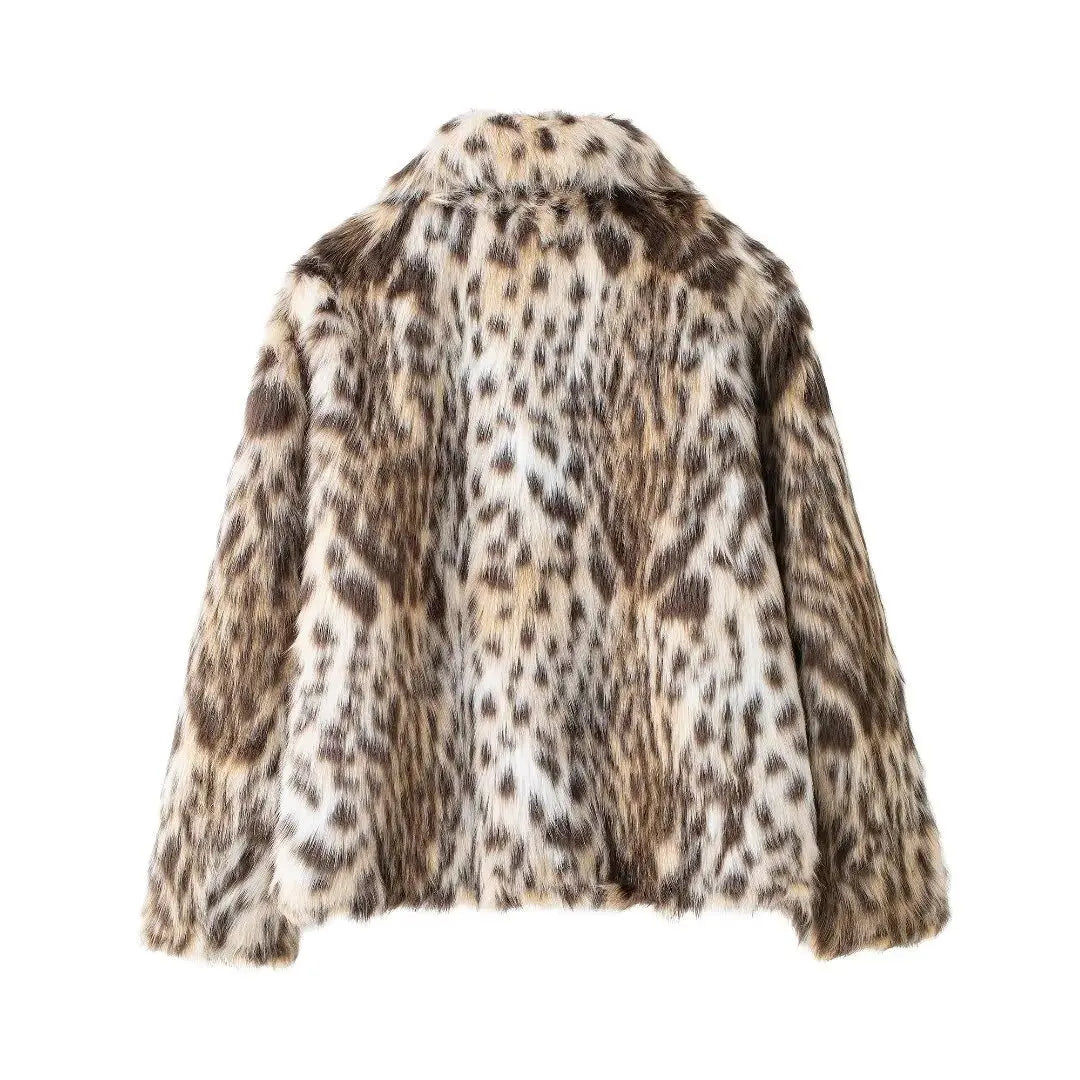 Lapel Luxe Leopard Faux Fur Coat