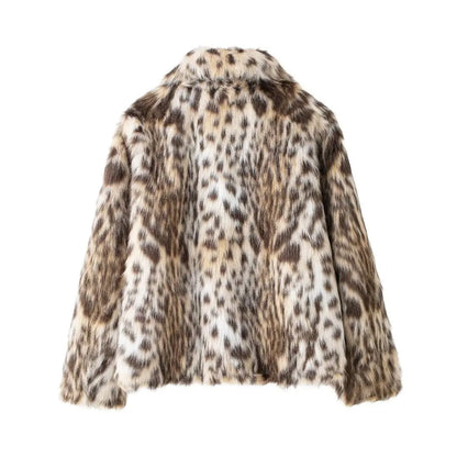 Lapel Luxe Leopard Faux Fur Coat