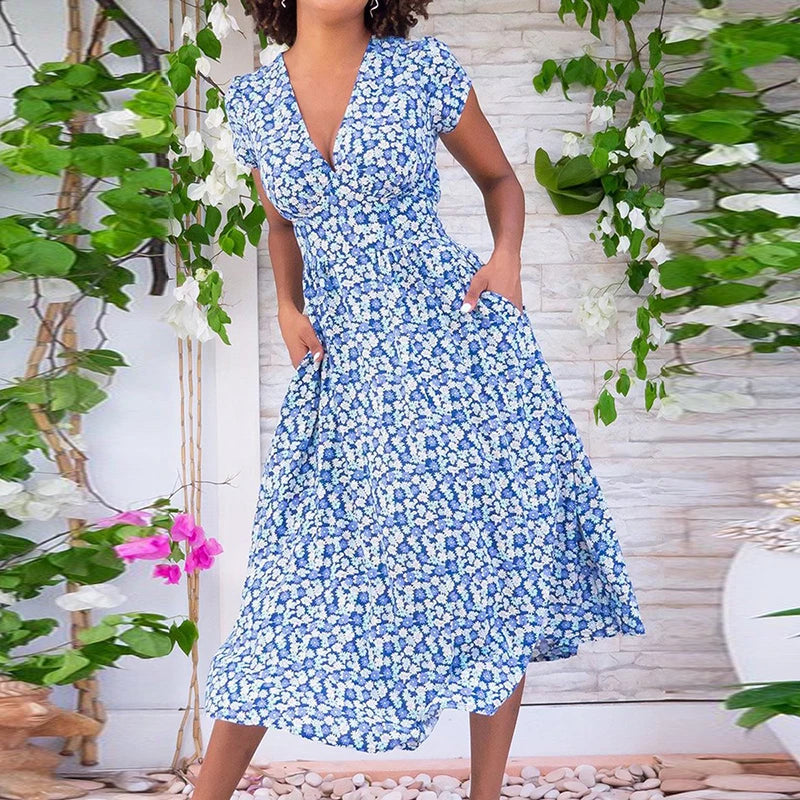 Bloom Grace V Neck Midi Dress