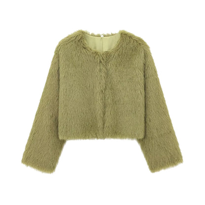 Plush Chic Cropped Faux Fur Jacket