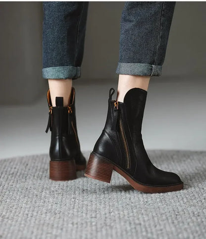 Trendy Mid Zipper Boots