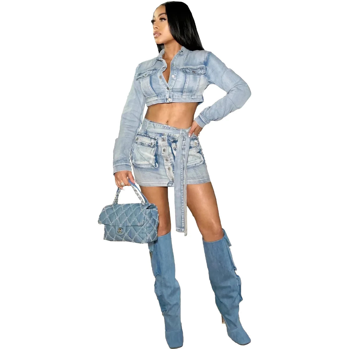 Indigo Muse Denim Mini Skirt Set