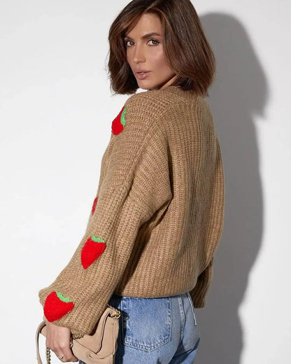 Strawberry Kiss V-Neck Cardigan