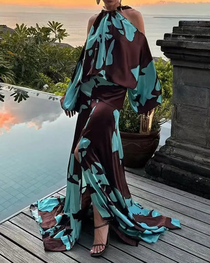 Vintage Charm Off-Shoulder Slit Dress
