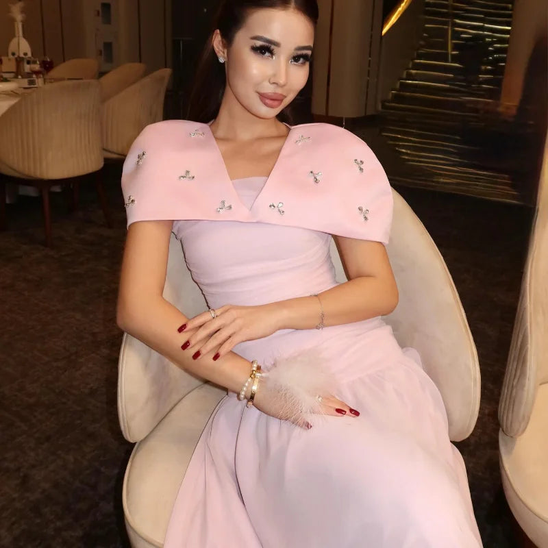 Diamond Drape Elegant Evening Gown