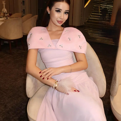Diamond Drape Elegant Evening Gown