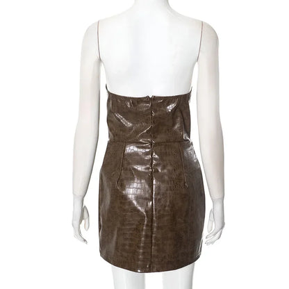 Midnight Luxe Strapless Leather Dress