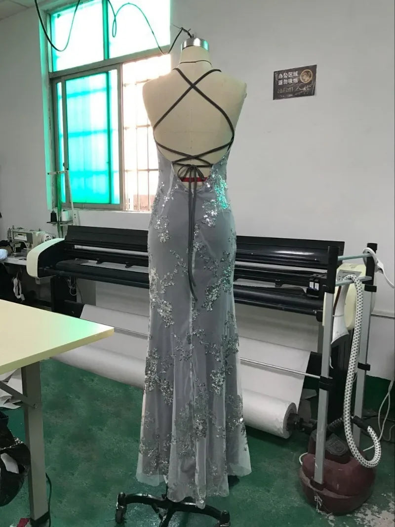 Starluxe Sequin Mesh Evening Gown