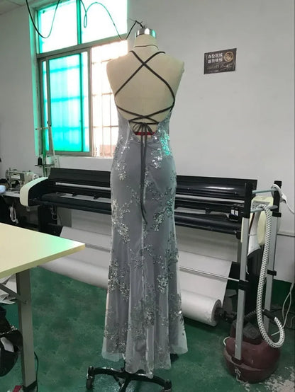 Starluxe Sequin Mesh Evening Gown
