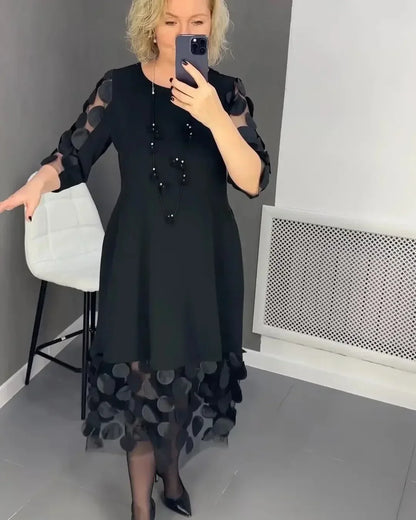 Elegant Plus-Size Bell Sleeve Dress