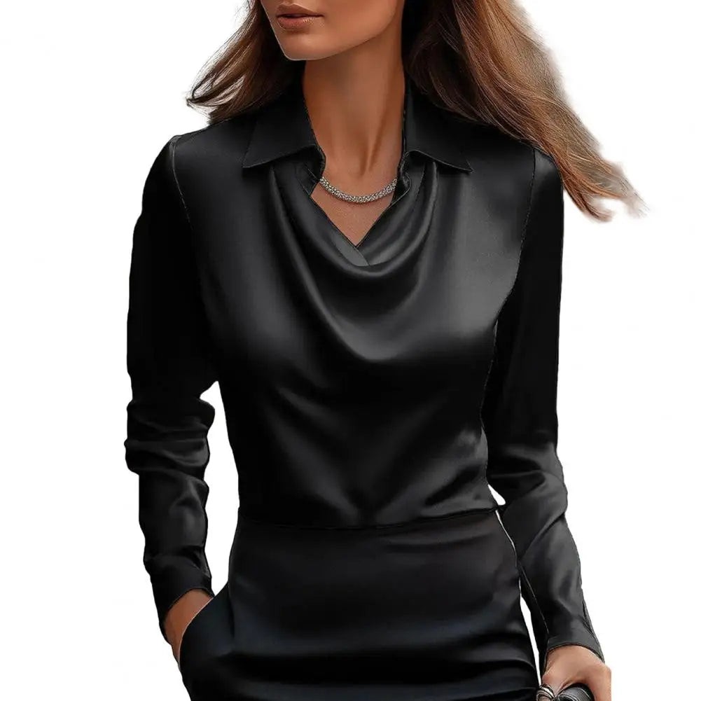 Women’s Satin Lapel Shirt