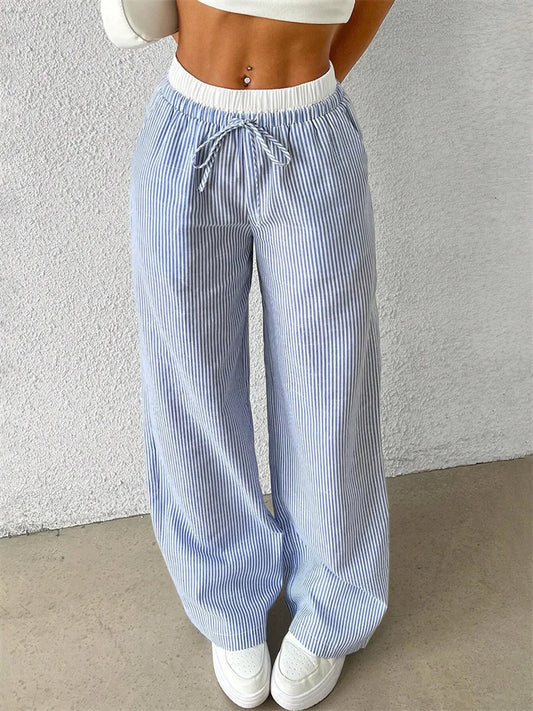 Striped Wide Leg Woven Pants