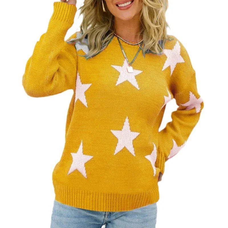 Women's Long Sleeve round Neck Knitted Sweater