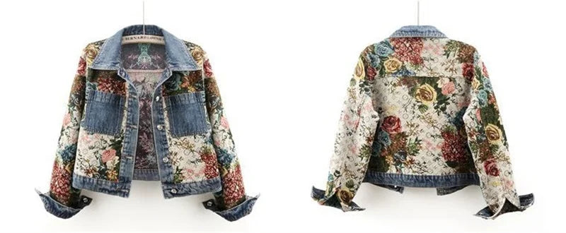 Lapel Luxe Spliced Denim Jacket