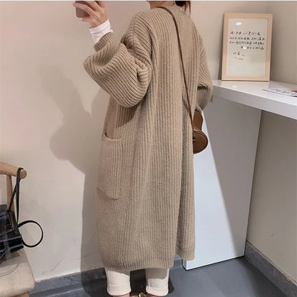 Plush Wave Maxi Knit Pocket Cardigan