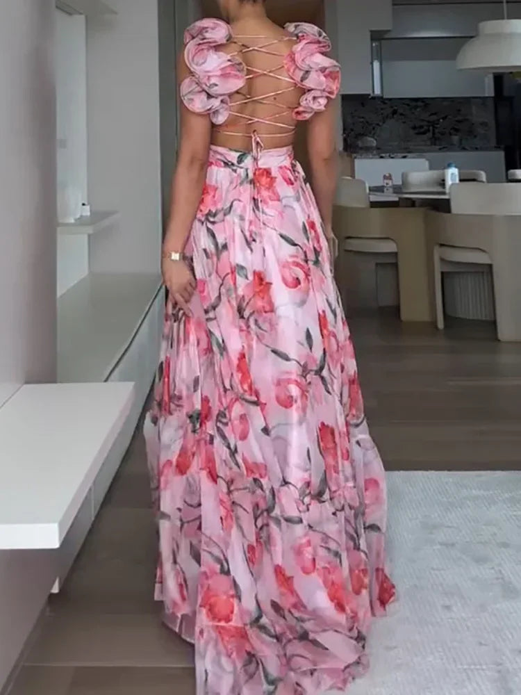 Elegant Waves Long Maxi Dress