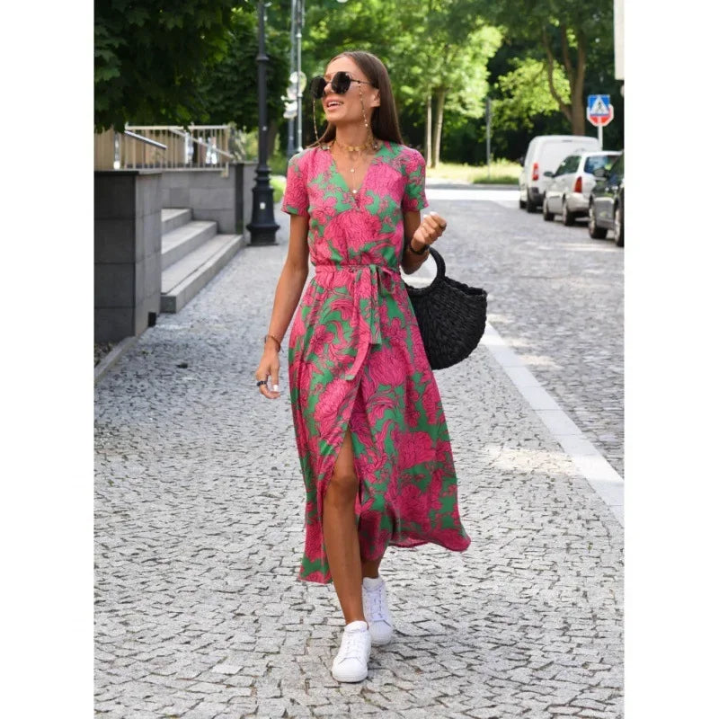 Boho Floral V-neck Maxi Dress