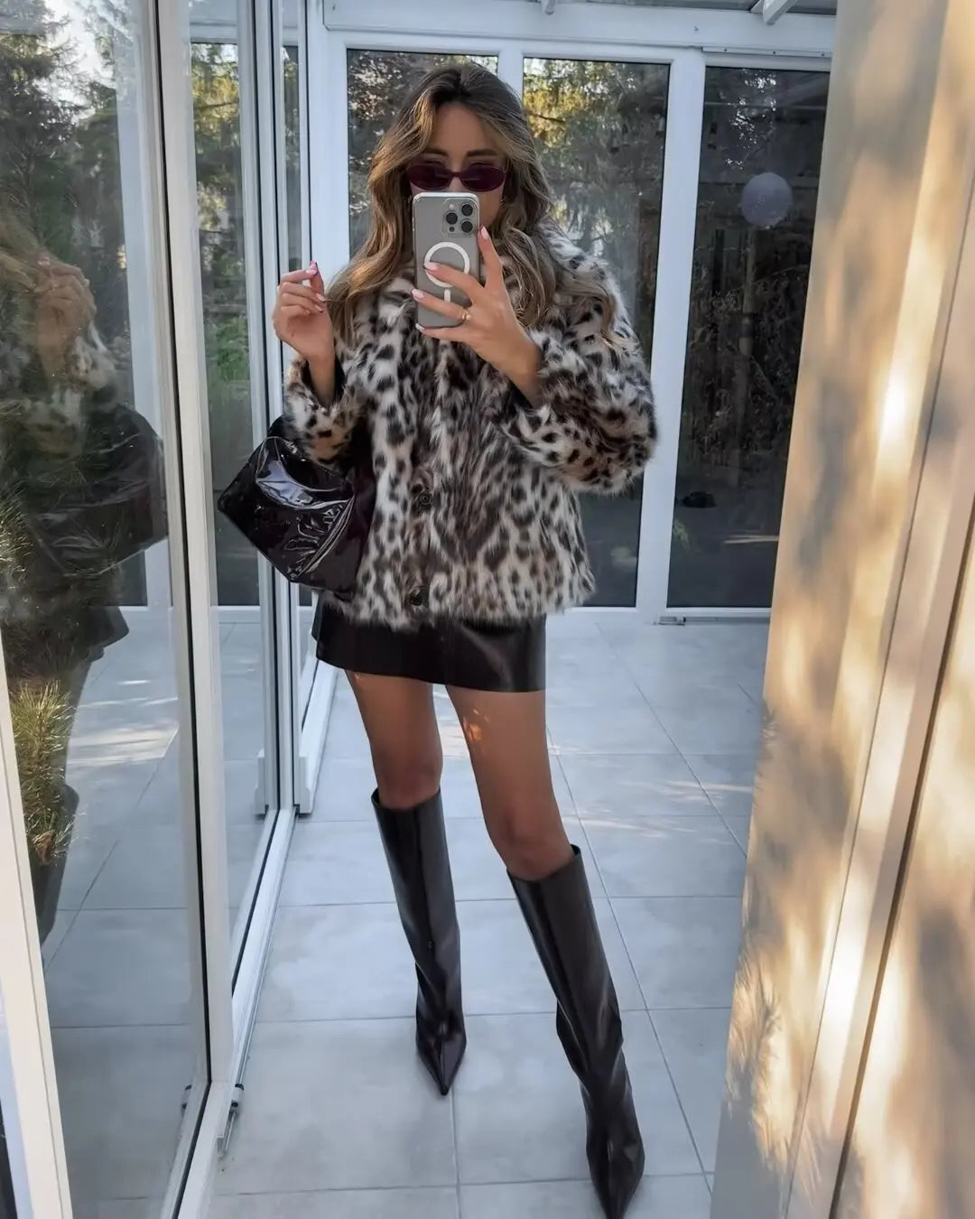 Lapel Luxe Leopard Faux Fur Coat