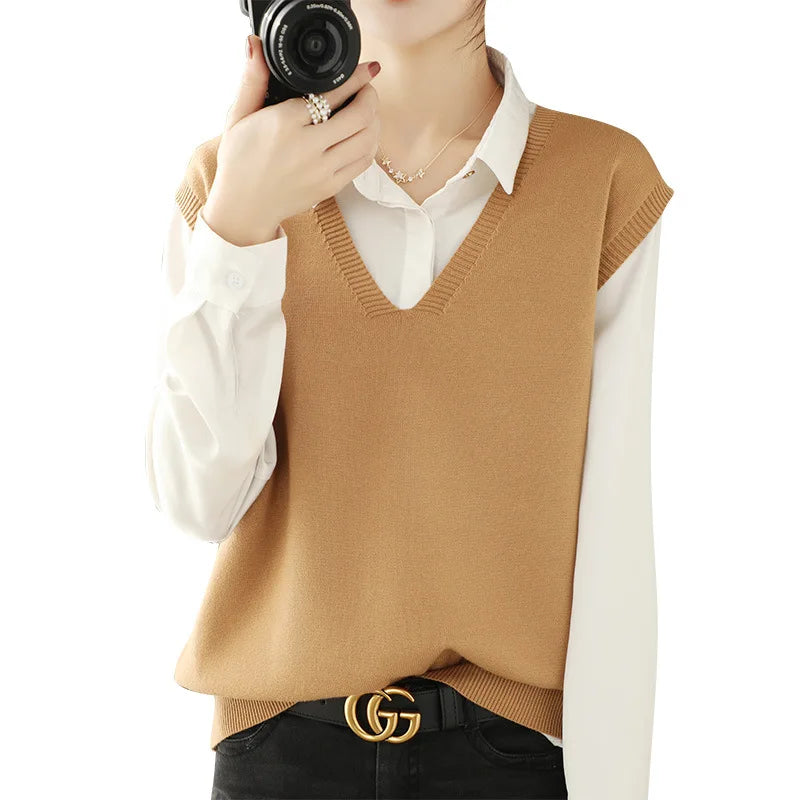Women’s V-Neck Knit Vest — Stylish Sleeveless