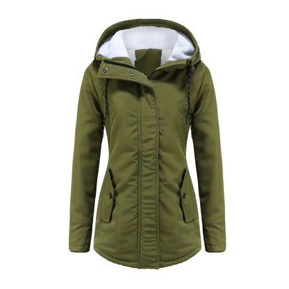 Women’s Thickened Lamb Velvet Parka – Hooded Winter Coat